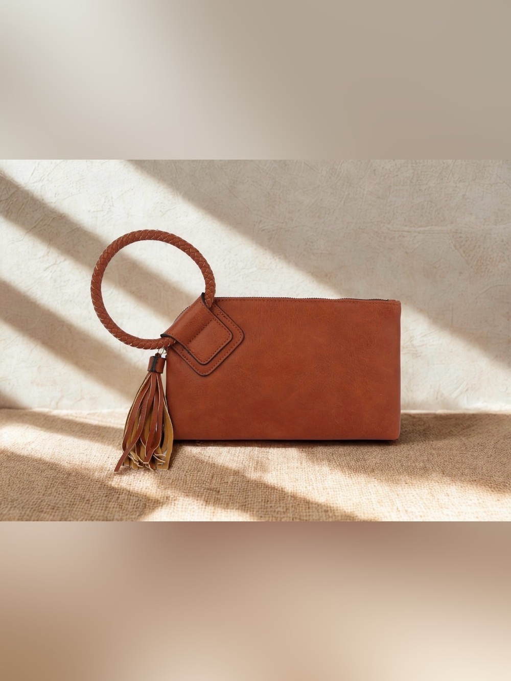 Braided Ring Handle Wristlet Clutch Bag
